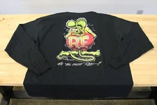 Men's Ed Big Daddy Roth Rat Fink Rear Logo Black Long Sleeve T-Shirt M-3XL RFB57