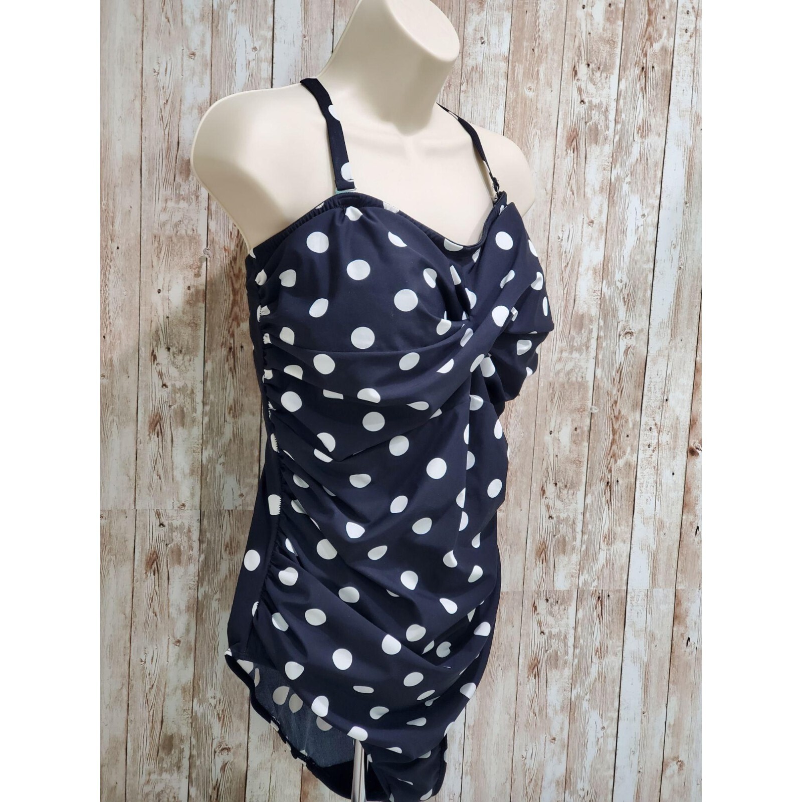 BPC Selection Bonprix Black & White Polka dot Shaper Swimsuit sz 14 365 image 4