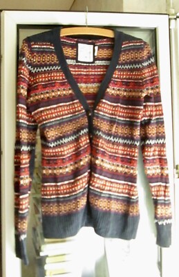 H&M L.O.G.G. BASIC STRICKJACKE LANGARM GESTREIFT MEHRFARBIG ROT BLAU M, 38 