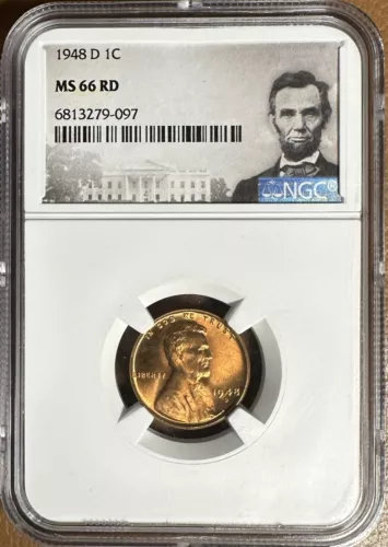 1948-D Lincoln Wheat Penny Cent- NGC MS-66 RD Gorgeous Piece Free Shipping*321