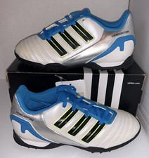 Adidas Predito TRX TF Jr turf soccer shoe Sz 1 wht/blk/blu G50302