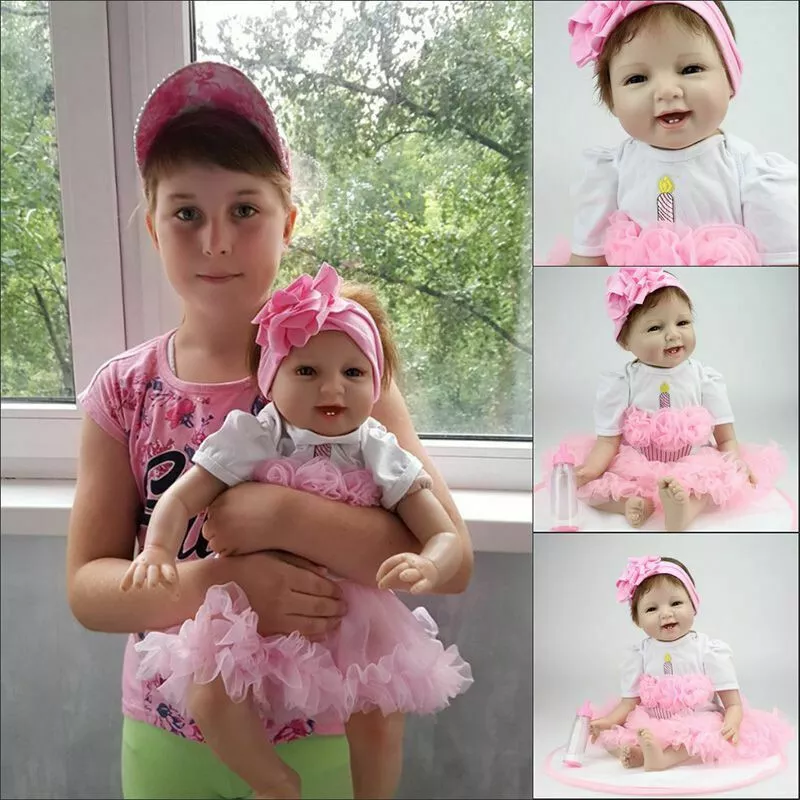 Winado 22 Reborn Baby Doll,Cloth Body & Silicone Limbs,Pink Tutu Dress 