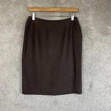 Carlisle Skirt Womens 6 Brown Linen Silk Pencil Lined Back Zip Knee Length-1807*