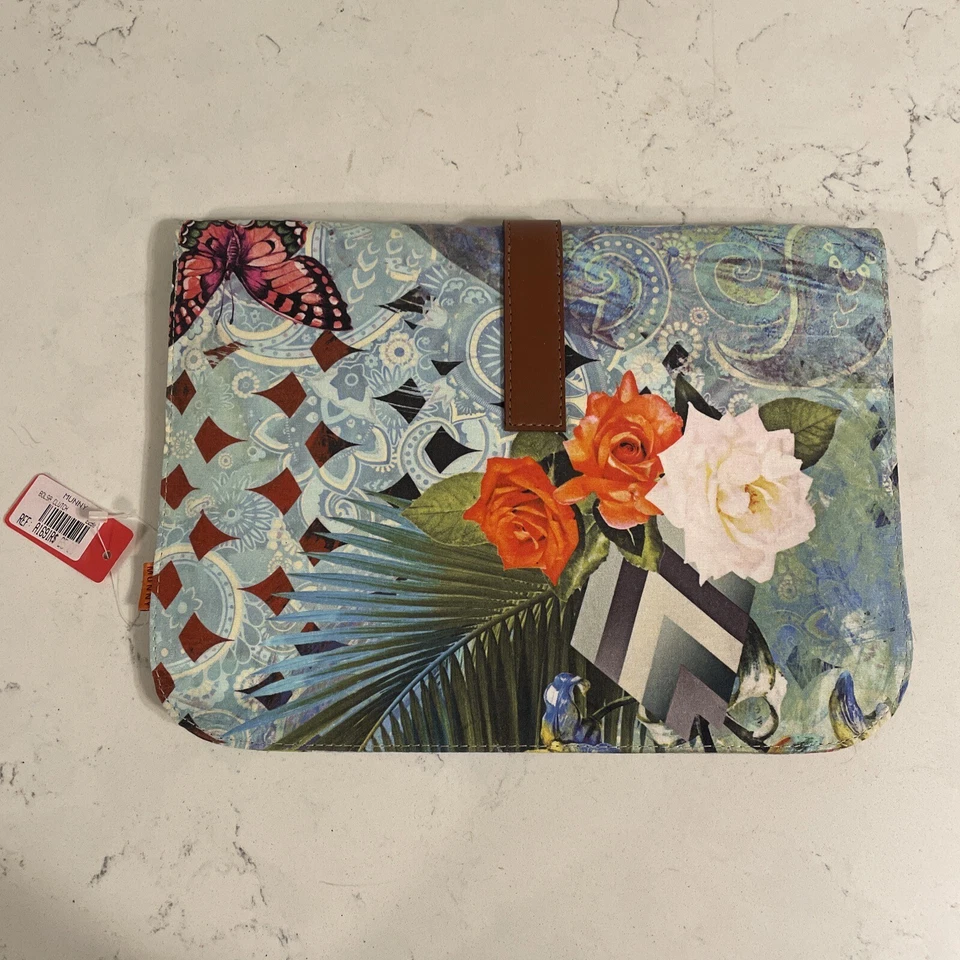 New Munny NWT Clutch Purse Botanical Boho CANVAS butterfly bird litho print - Image 4 of 4