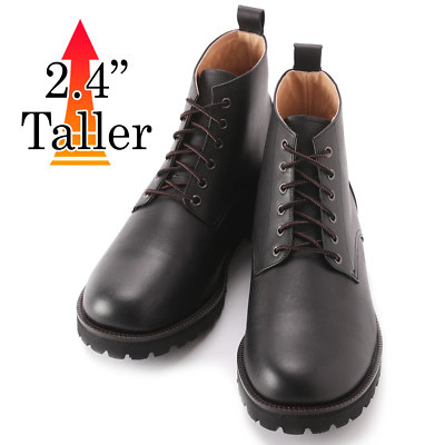Men's Elevator Shoes Height Increasing 2.36'' Taller Plain Toe Lace Up Work Boots