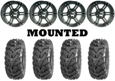 Kit 4 Quadboss QBT672 Tires 27x9-12/27x11-12 on ITP SS212 Matte Black Wheels FXT