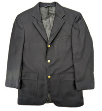 Vintage Brooks Brothers Men's Brooksease 38R Blue Blazer Gold Buttons USA 1980s