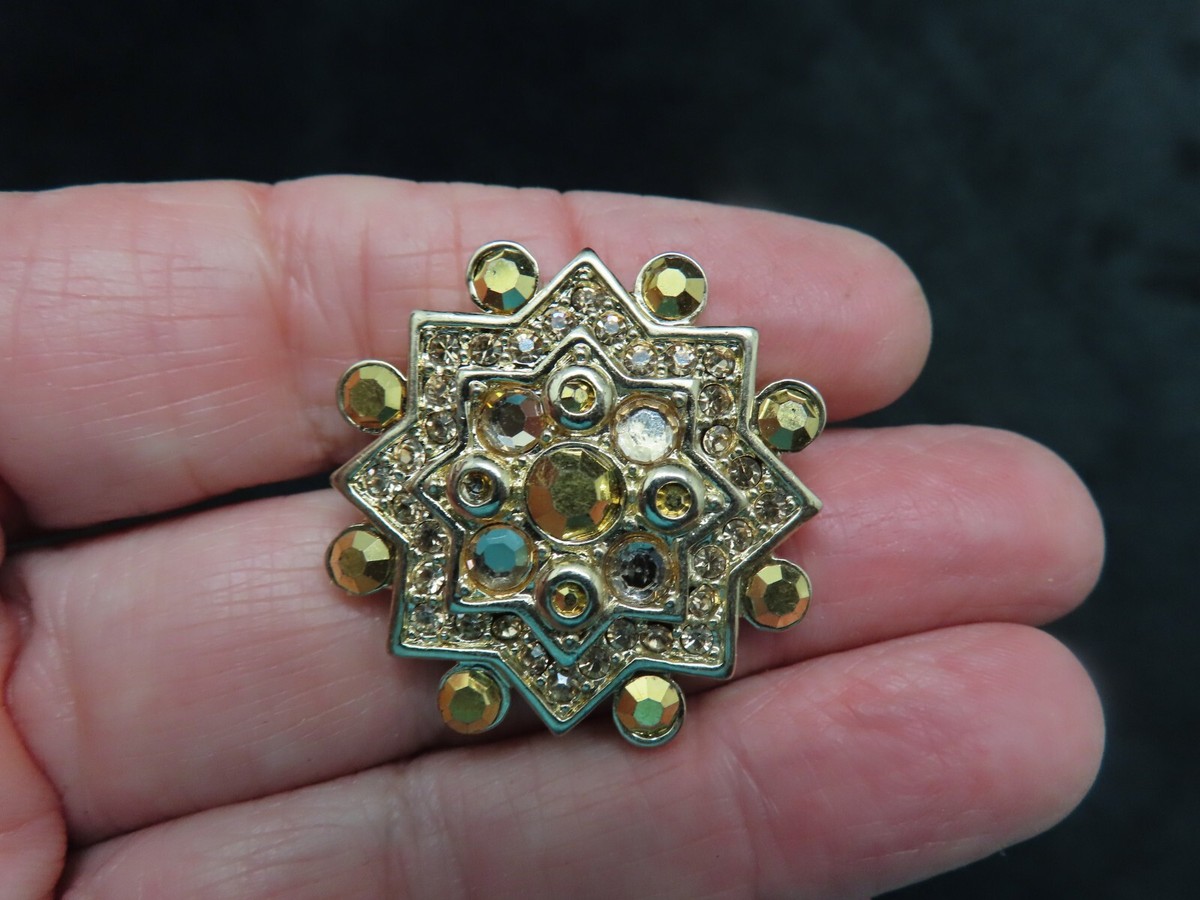 Vintage Contemporary Gold Tone Gold Marcasite Brooch | eBay display picture 3