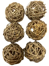 seat of 6 Rattan Wicker Ball Decoration Ornaments Wedding Christmas Party 3”