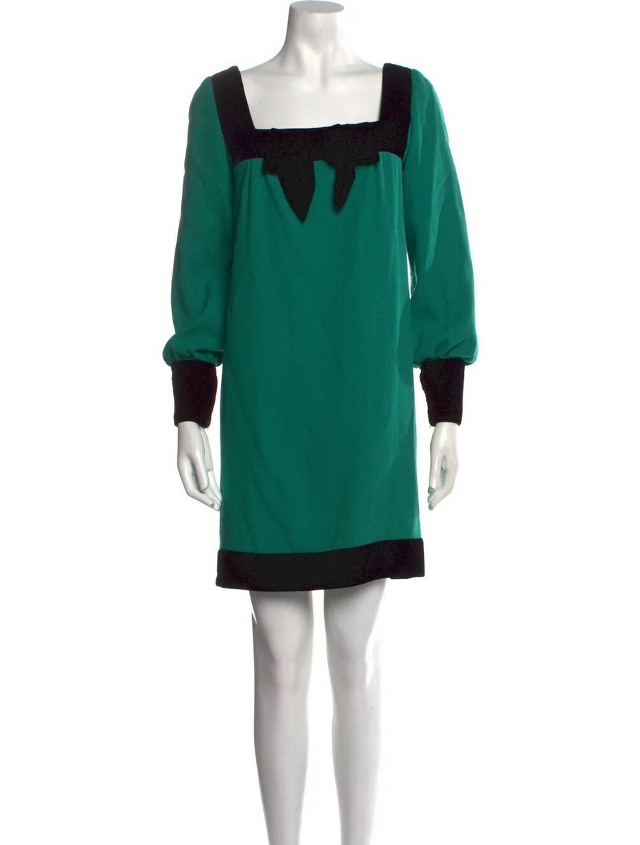 VTG Carolina Herrera bow Kelly Green dress ( S) | eBay