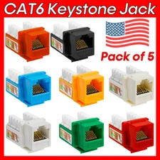 5x Cat6 Keystone Jack 8P8C RJ45 Connector Ethernet 110 Punchdown for Patch Panel