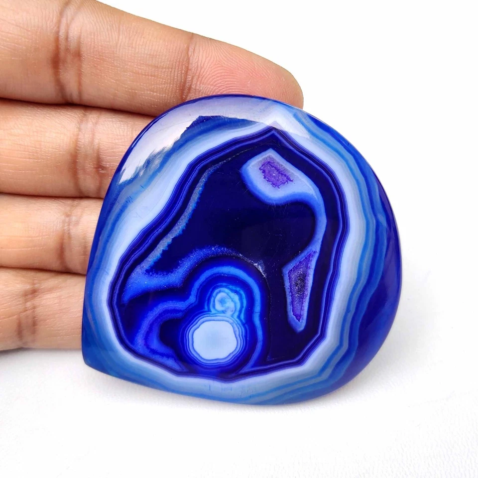 Ágata azul ónix druzy geoda cabujón corazón piedra preciosa natural suelta 186 quilates #6910 Foto 2 de 4