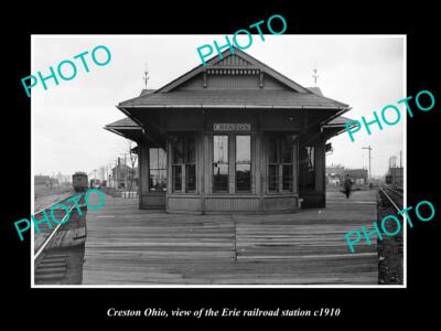 OLD 6 X 4 HISTORIC PHOTO OF CRESTON OHIO, THE ERIE RAILROAD STATION c1910 2