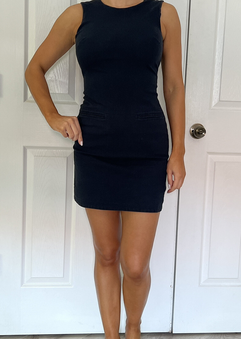 theory navy blue dress Theory Square Neck Yoke Dress in Nocturne Navy