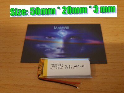 3.7V 400mAh Lithium Polymer Rechargeable Batteries 502030 MakWill