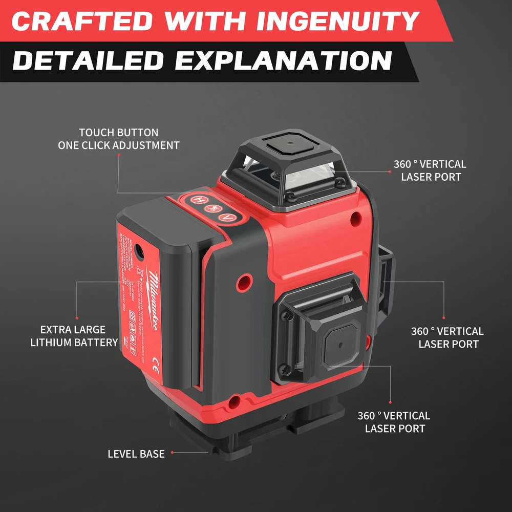 Milwaukee Laser Level Green 16 Lines 4D Self Leveling 360 Horizontal