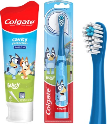 Colgate Kids Bluey Battery Powered Toothbrush and Toothpaste Bundle. USA