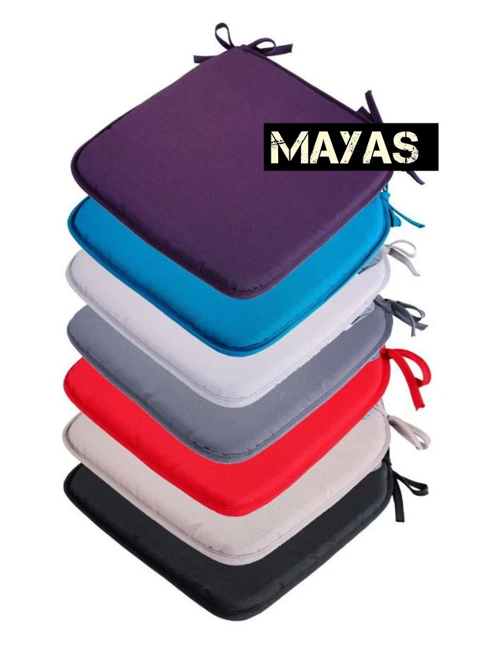 THICK FABRIC Chair Cushion SEAT PADS Tie On Garden Dining Kitchen SQUARE