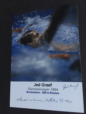 JED GRAEF 1964/1. swimming signed photo 10x15 autograph