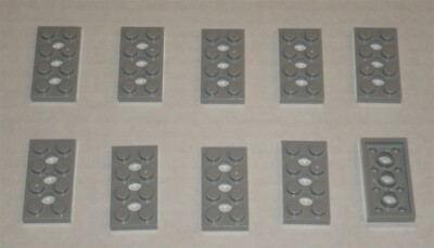 LEGO NEW 2x4 Light Bluish Grey Technic Plate with Holes (10x) 4211444 Brick 3709