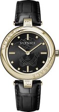 Versace VE2J00421 New Lady gold black Leather Women's Watch NEW