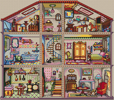 Kreuzstichkarte - PUPPENSTUBE
