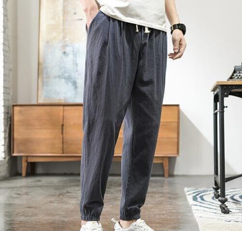 Men's Pants Summer Loose Sweatpants Cotton and Linen Harem Pants Outdoor Casual - Picture 6 of 15