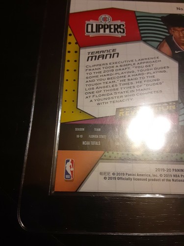 2019-20 Panini Revolution #142 Terrance Mann RC Rookie clippers playoff hero - Picture 8 of 12