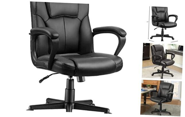 Executive Office Chair Swivel Task Seat with Ergonomic Mid-Back, Waist Black