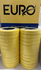 YELLOW MASKING TAPE 3/4 inch  (24 Rolls) 2 sleeves Automotive Bodyshop Half Case