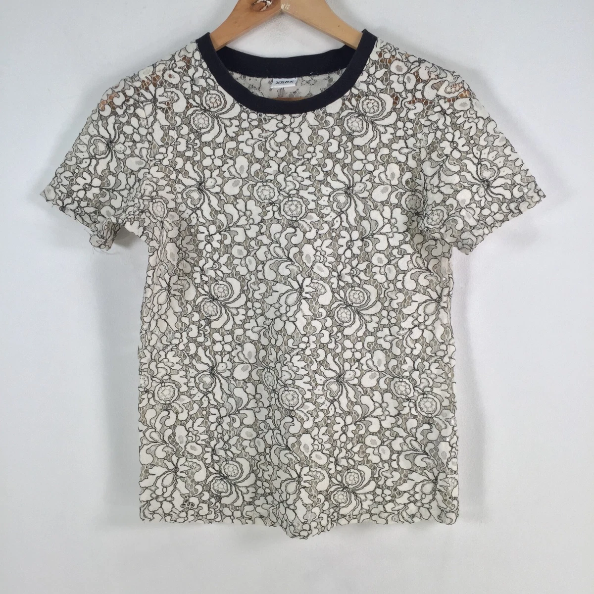 Vero moda womens blouse top size M aus 10 sheer white floral lace 067621