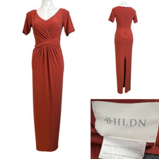 BHLDN maxi dress 4 rust/copper orange short slv full length wedding formal prom