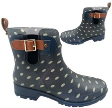 LADIES WOMENS SPOT PRINT ANKLE WELLINGTON WATERPROOF RAIN BOOTS WELLIES UK SIZE