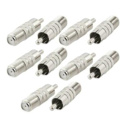 Coaxial Audio/Video F-Type Female to RCA Male RF Plug Adapter Connector (20/pk)