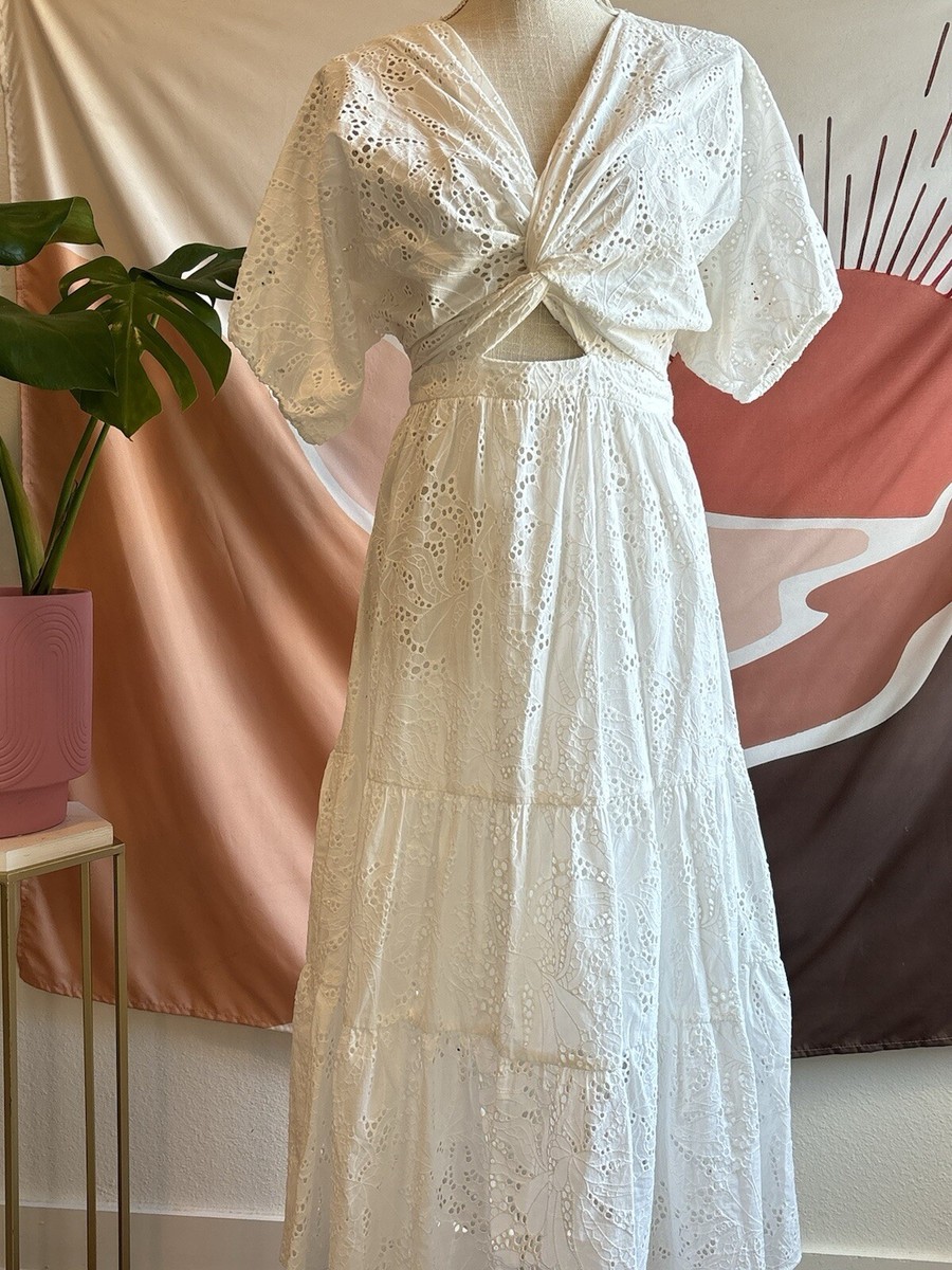 Zara Dress Women's Knotted White Embroidered Eyelet Dress Size S NWT | eBay