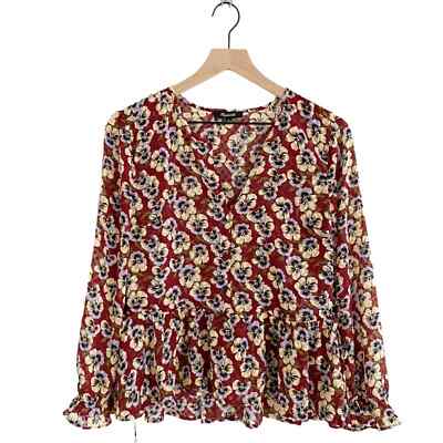 Madewell Viola Floral Ruffle Hem Top Size Medium 