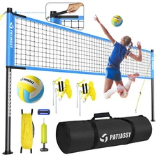32ft Professional Volleyball Net Set Heavy Duty Portable with Poles Pump Ball