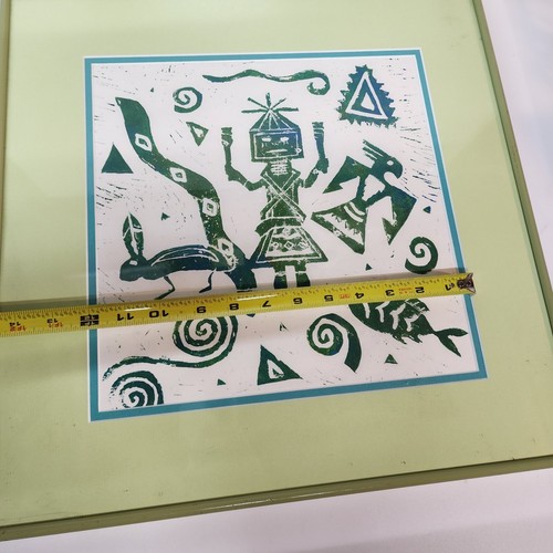 Vintage Native American Navajo World Symbols Art Framed Matted 18" X 18" - Picture 4 of 14