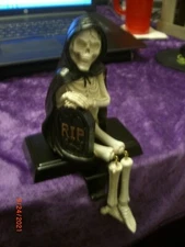 Reaper Skeleton & Tomb Halloween Christmas Gothic Horror Stocking Hanger Holder 