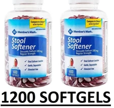 2 PACK -Member's Mark Stool Softener Softgels 600 ct ea bottle (Total 1200 Ct)