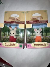 New! 2 Calico Critters Marshmallow Mouse Baby 2" Mini Figurine
