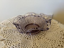 Vintage Imperial Glass Purple Candy Dish, Open Lace Scalloped Wavy Edge