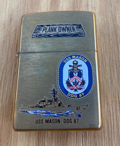 Original 2001 USS MASON DDG 87 PLANK OWNER Military Brass Color Zippo Lighter