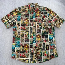 Creepy Co Shirt Adult Large Horror Comic Strip All Over Print Button Down Mens L
