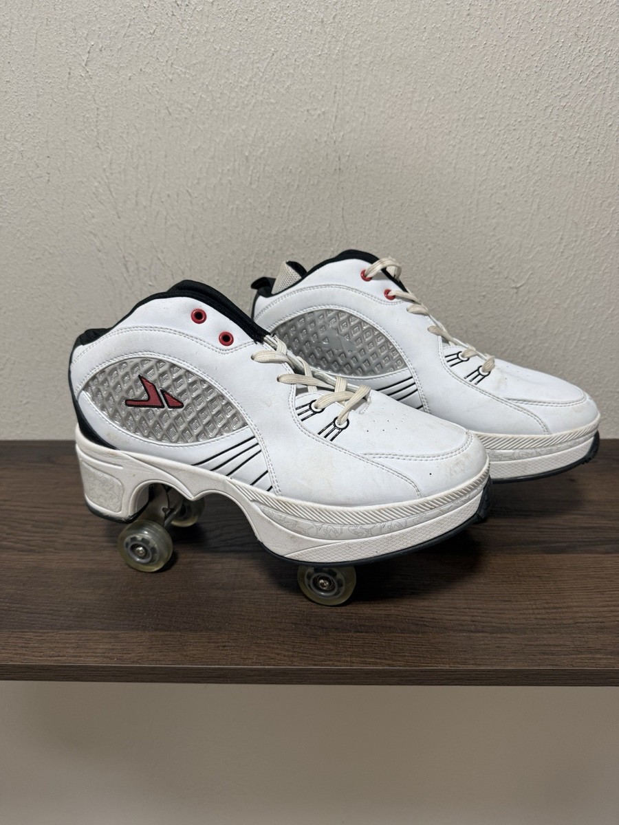 Double-Row Deform Wheel Automatic Walking Shoes Deformation Roller Skate US  10