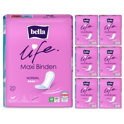 bella Maxi Damenbinden Normal ohne Flügel 20 Stück 7er Pack