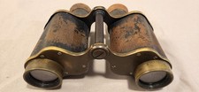 Antique WWI British 6X Binoculars Ross London 1910s Brass Leather Officer Field
