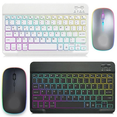 10'' RGB Hintergrundbeleuchtung Kabellose Bluetooth Tastatur Maus für PC Laptop Tablet Handy Mac