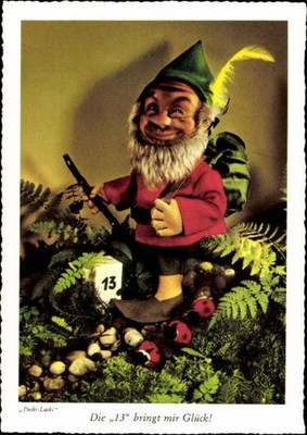 8 Old Postcard Dwarves in the Forest Pucki Lucki, Various Views - 31503