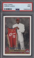 2003 Topps Lebron James Rookie Card #221 Draft Pick RC PSA 9. rookie card picture